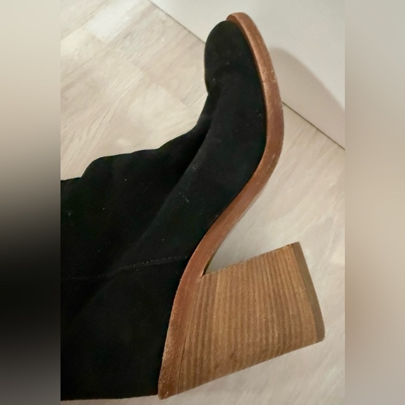 UGG Maeva Suede Knee High Boots Black Whipstitched Leather SZ 7 Runs Small - Picture 10 of 14